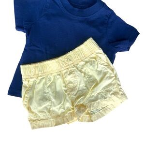 Infant Navy Blue T-Shirt and Yellow Shorts Set